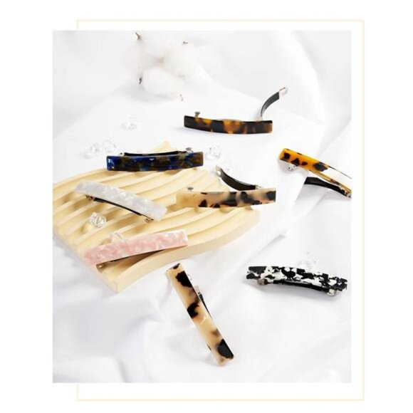 8 Pcs Hair Barrettes – 3 Inch Acetate Clips, No Slip, French Tortoise Shell - Picture 7 of 8